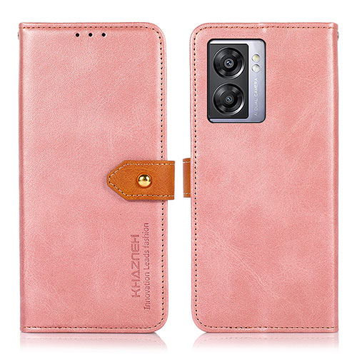 Leather Case Stands Flip Cover Holder N07P for Oppo A57 5G Pink