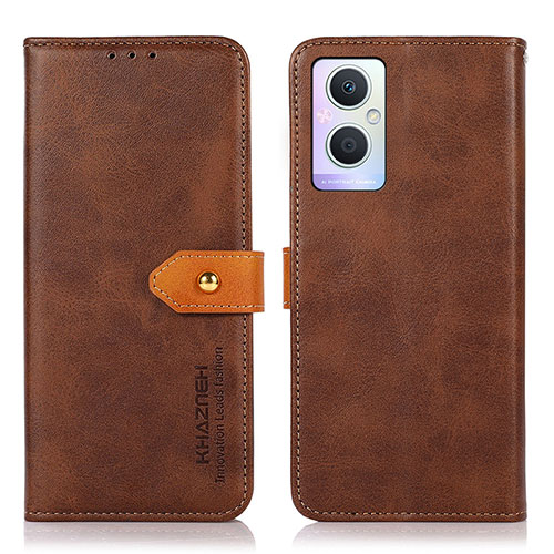 Leather Case Stands Flip Cover Holder N07P for Oppo F21s Pro 5G Brown