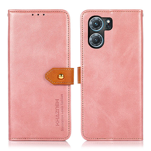 Leather Case Stands Flip Cover Holder N07P for Oppo K10 5G Pink