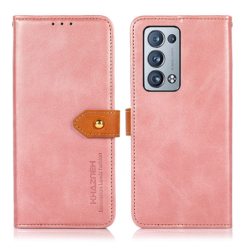 Leather Case Stands Flip Cover Holder N07P for Oppo Reno6 Pro 5G Pink