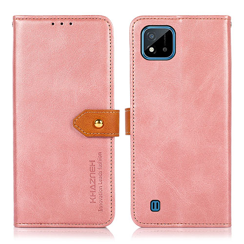 Leather Case Stands Flip Cover Holder N07P for Realme C11 (2021) Pink