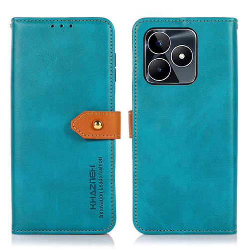 Leather Case Stands Flip Cover Holder N07P for Realme C67 Cyan