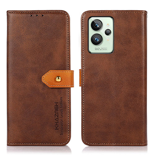 Leather Case Stands Flip Cover Holder N07P for Realme GT2 Pro 5G Brown