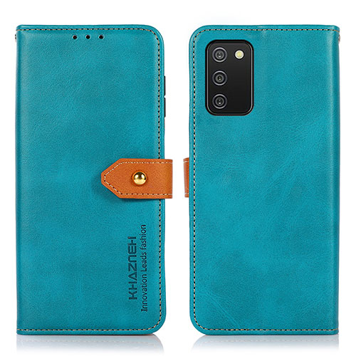 Leather Case Stands Flip Cover Holder N07P for Samsung Galaxy A02s Cyan