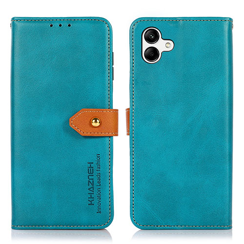 Leather Case Stands Flip Cover Holder N07P for Samsung Galaxy A04E Cyan