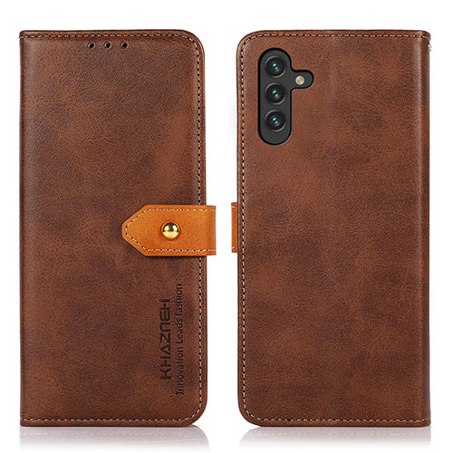 Leather Case Stands Flip Cover Holder N07P for Samsung Galaxy A13 5G Brown