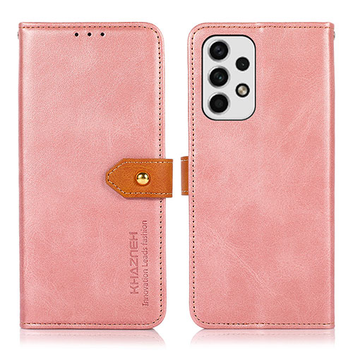 Leather Case Stands Flip Cover Holder N07P for Samsung Galaxy A23 5G Pink