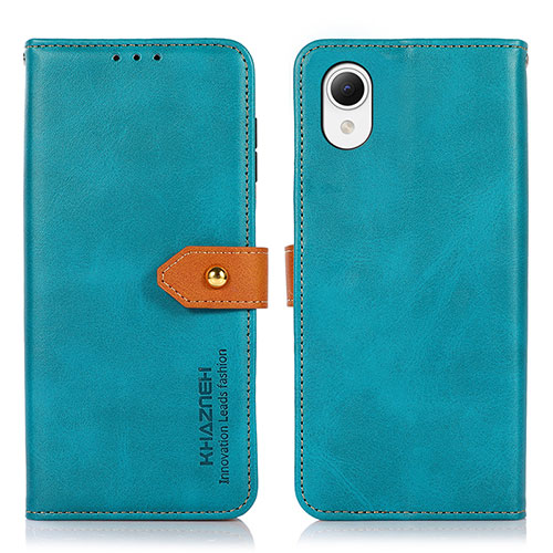 Leather Case Stands Flip Cover Holder N07P for Samsung Galaxy A23 5G SC-56C Cyan