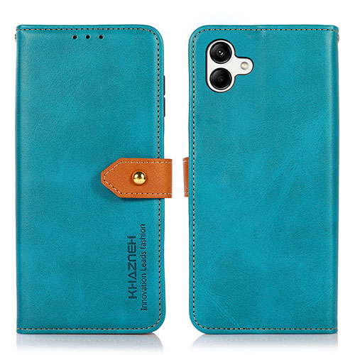 Leather Case Stands Flip Cover Holder N07P for Samsung Galaxy F14 5G Cyan