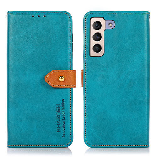 Leather Case Stands Flip Cover Holder N07P for Samsung Galaxy S21 5G Cyan