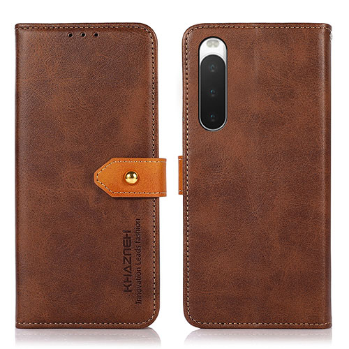 Leather Case Stands Flip Cover Holder N07P for Sony Xperia 10 IV SOG07 Brown