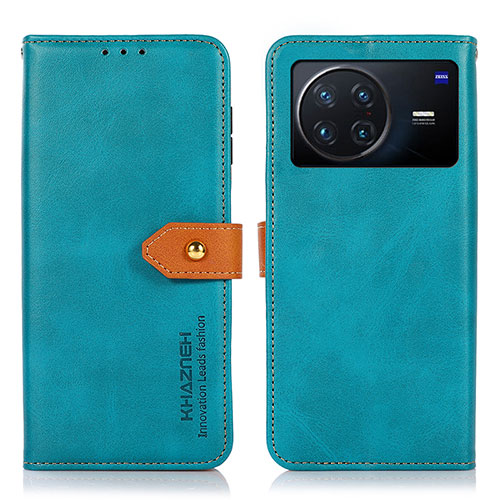 Leather Case Stands Flip Cover Holder N07P for Vivo X Note Cyan