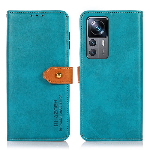 Leather Case Stands Flip Cover Holder N07P for Xiaomi Mi 12T 5G Cyan