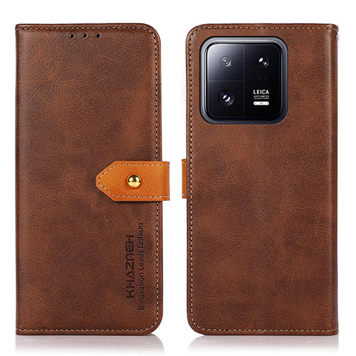 Leather Case Stands Flip Cover Holder N07P for Xiaomi Mi 13 Pro 5G Brown