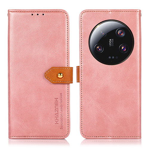 Leather Case Stands Flip Cover Holder N07P for Xiaomi Mi 13 Ultra 5G Pink