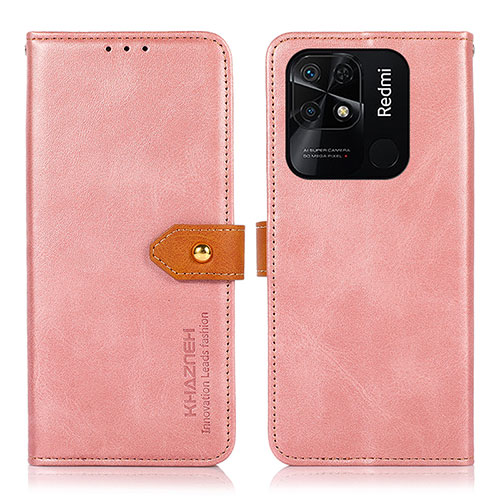 Leather Case Stands Flip Cover Holder N07P for Xiaomi Redmi 10 India Pink