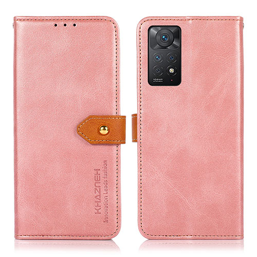 Leather Case Stands Flip Cover Holder N07P for Xiaomi Redmi Note 11 Pro 5G Pink
