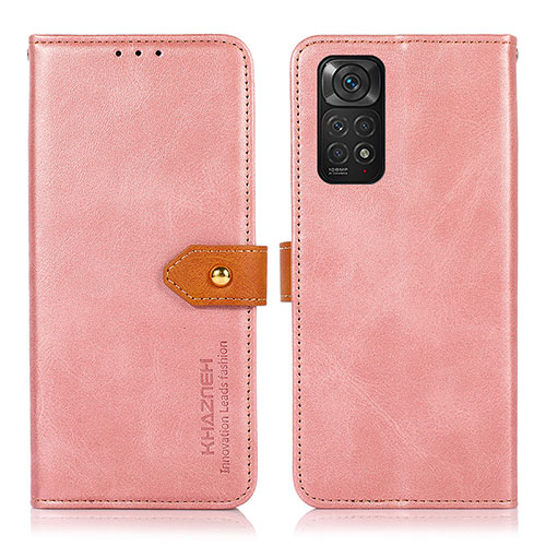 Leather Case Stands Flip Cover Holder N07P for Xiaomi Redmi Note 11S 4G Pink