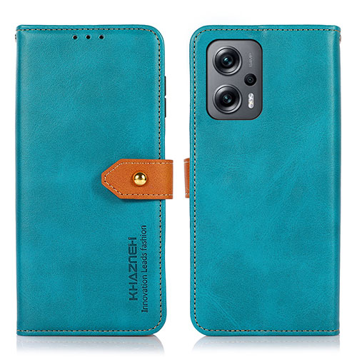 Leather Case Stands Flip Cover Holder N07P for Xiaomi Redmi Note 11T Pro+ Plus 5G Cyan