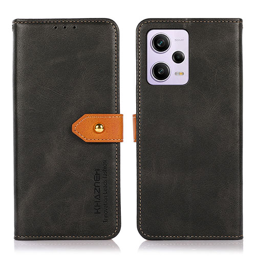 Leather Case Stands Flip Cover Holder N07P for Xiaomi Redmi Note 12 Pro 5G Black