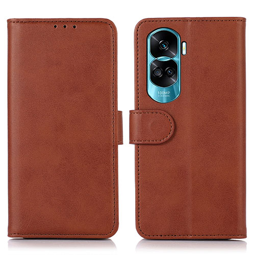 Leather Case Stands Flip Cover Holder N08P for Huawei Honor 90 Lite 5G Brown