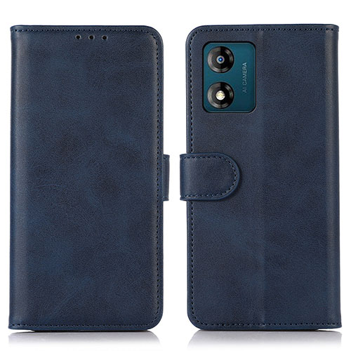 Leather Case Stands Flip Cover Holder N08P for Motorola Moto E13 Blue