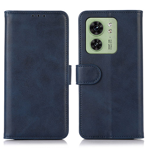 Leather Case Stands Flip Cover Holder N08P for Motorola Moto Edge (2023) 5G Blue