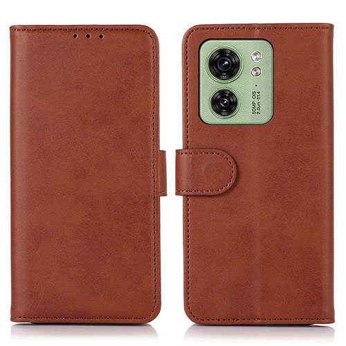 Leather Case Stands Flip Cover Holder N08P for Motorola Moto Edge 40 5G Brown