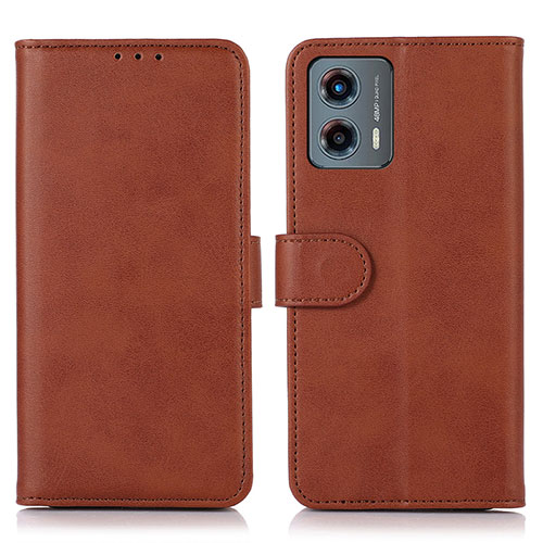 Leather Case Stands Flip Cover Holder N08P for Motorola Moto G 5G (2023) Brown