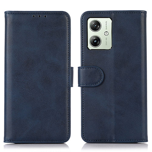 Leather Case Stands Flip Cover Holder N08P for Motorola Moto G54 5G Blue