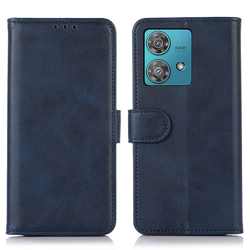 Leather Case Stands Flip Cover Holder N08P for Motorola Moto G84 5G Blue