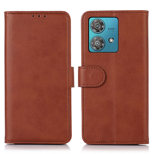 Leather Case Stands Flip Cover Holder N08P for Motorola Moto G84 5G Brown