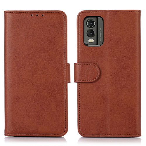 Leather Case Stands Flip Cover Holder N08P for Nokia C210 Brown