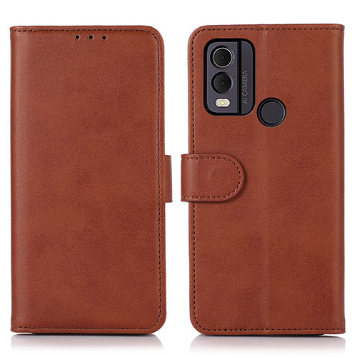 Leather Case Stands Flip Cover Holder N08P for Nokia C22 Brown