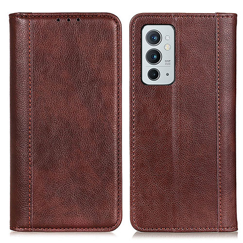 Leather Case Stands Flip Cover Holder N08P for OnePlus 9RT 5G Brown