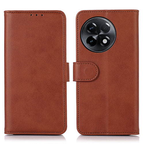 Leather Case Stands Flip Cover Holder N08P for OnePlus Ace 2 5G Brown