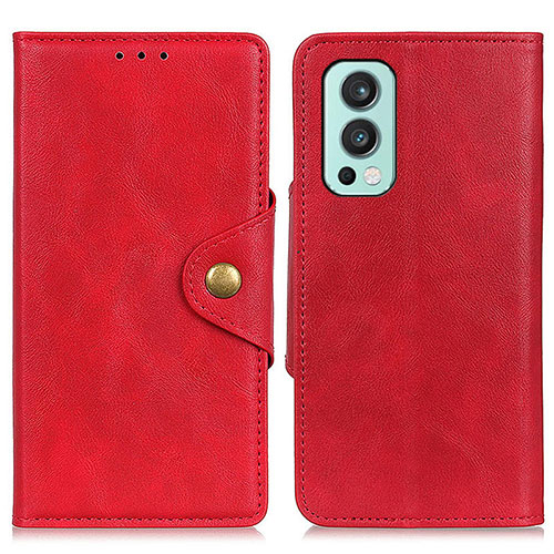 Leather Case Stands Flip Cover Holder N08P for OnePlus Nord 2 5G Red