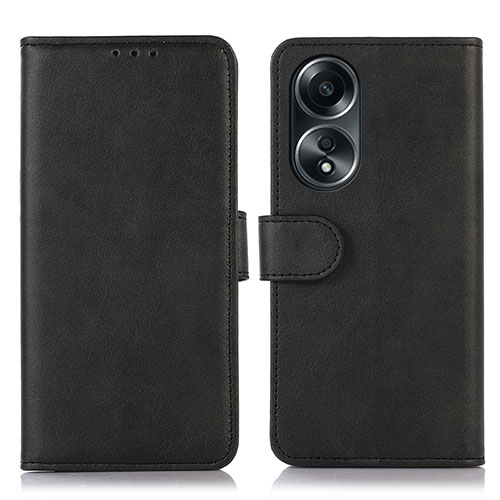 Leather Case Stands Flip Cover Holder N08P for Oppo A18 Black