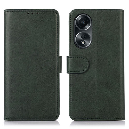 Leather Case Stands Flip Cover Holder N08P for Oppo A38 Green