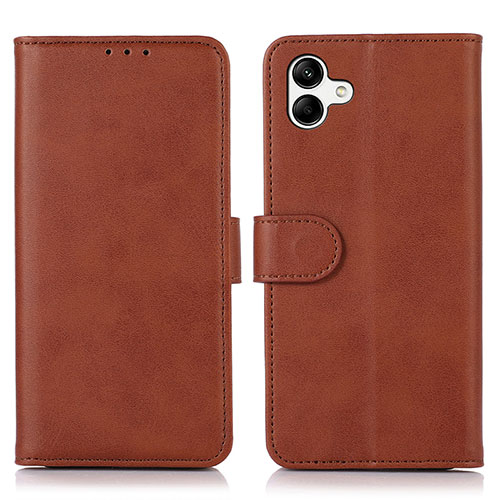 Leather Case Stands Flip Cover Holder N08P for Samsung Galaxy A05 Brown