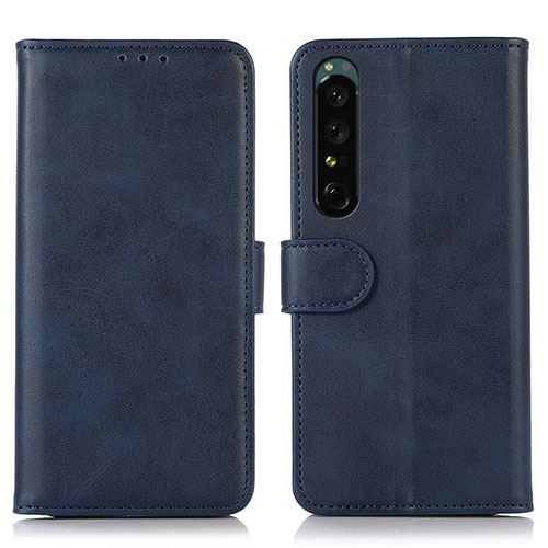 Leather Case Stands Flip Cover Holder N08P for Sony Xperia 1 IV Blue