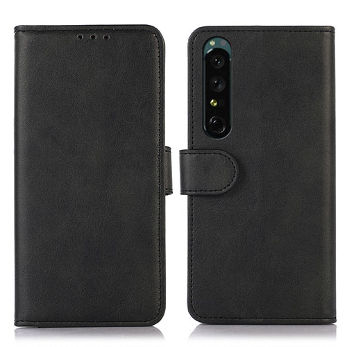 Leather Case Stands Flip Cover Holder N08P for Sony Xperia 1 IV SO-51C Black