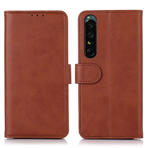 Leather Case Stands Flip Cover Holder N08P for Sony Xperia 1 IV SO-51C Brown