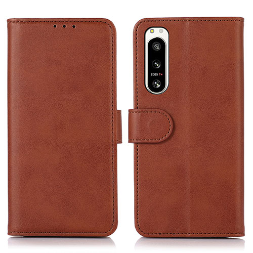 Leather Case Stands Flip Cover Holder N08P for Sony Xperia 5 IV Brown