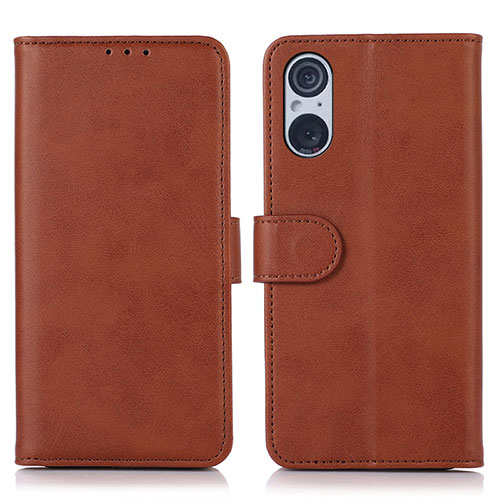 Leather Case Stands Flip Cover Holder N08P for Sony Xperia 5 V Brown