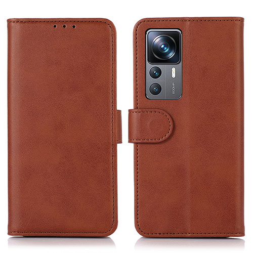Leather Case Stands Flip Cover Holder N08P for Xiaomi Mi 12T Pro 5G Brown
