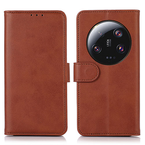 Leather Case Stands Flip Cover Holder N08P for Xiaomi Mi 13 Ultra 5G Brown