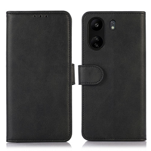 Leather Case Stands Flip Cover Holder N08P for Xiaomi Poco C65 Black