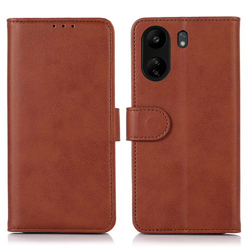 Leather Case Stands Flip Cover Holder N08P for Xiaomi Poco C65 Brown