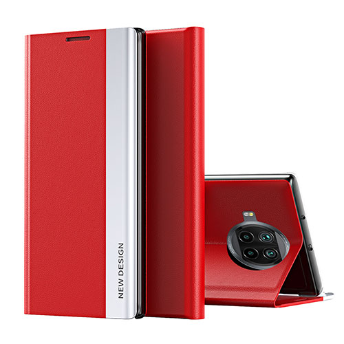 Leather Case Stands Flip Cover Holder Q01H for Xiaomi Mi 10i 5G Red